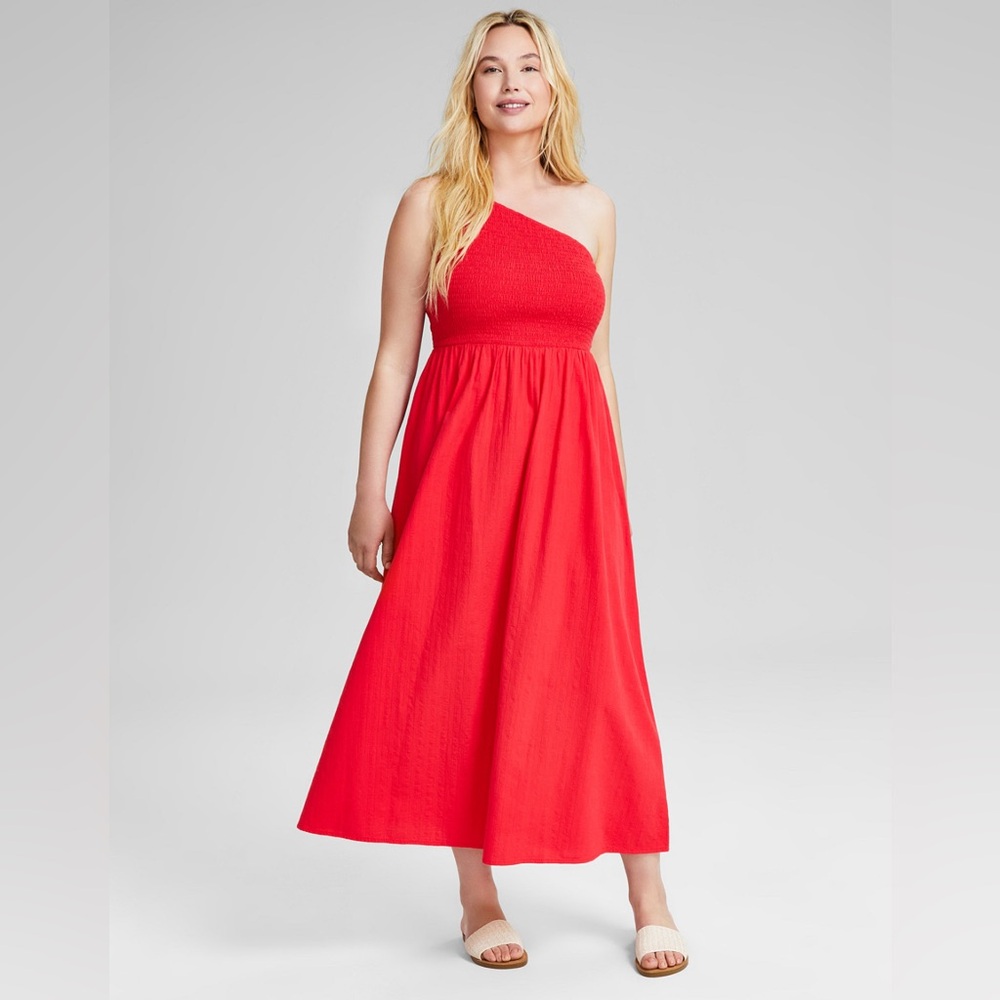 And Now This Cotton One-Shoulder Smocked Maxi Dress, Created for Macy's